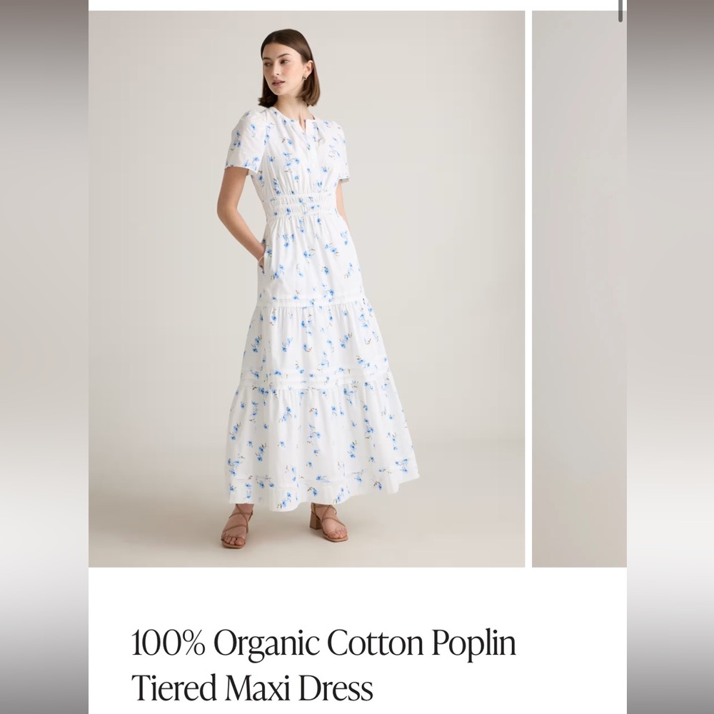 Floral White Maxi Dress quince 100% cotton
